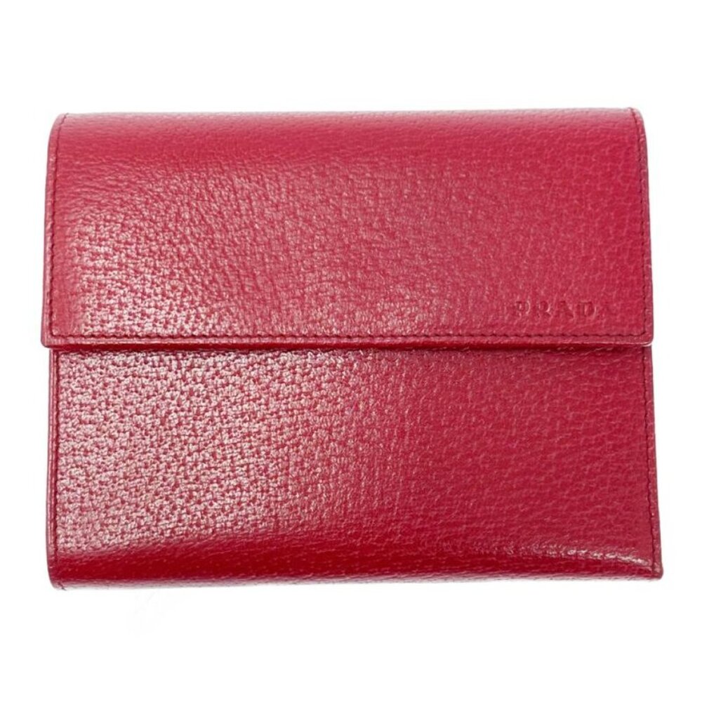 Prada Leather Trifold Wallet Red Trifold Wallet - Picture 2 of 8